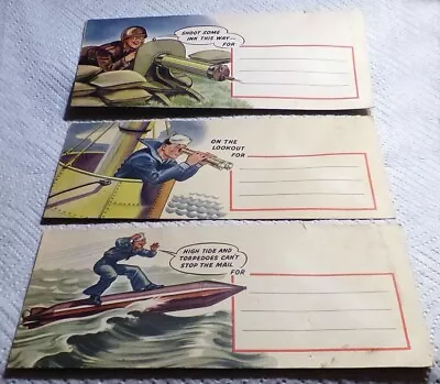 3 Porto-Server Military Envelopes Naval & Army Envelopes 1942 Chicago • $20