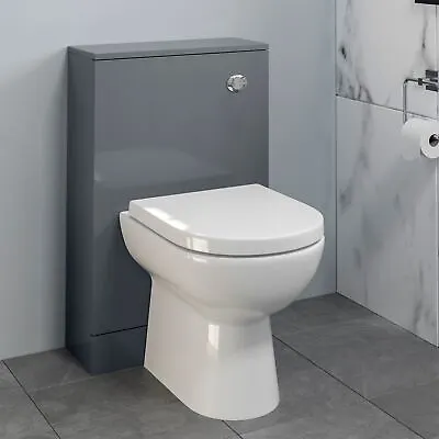 £189 • Buy Bathroom Toilet WC Concealed Cistern Unit Pan Soft Close Seat Gloss Grey 500mm