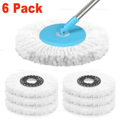 6 Pack Replacement Microfiber Mop Head Easy Cleaning Wring Refill For Spin Mop • $16.59