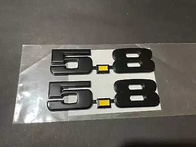 5.8 Liter 351 Windsor Engine Emblem Badge Gloss Black / Yellow 2pcs • $20.99