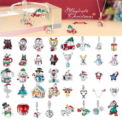 VOROCO Fashion 925 Sterling Silver Charm Fit Bracelet Christmas&New Year Present • £12.86