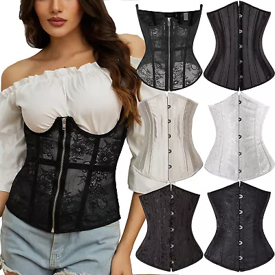 Women Corset Top Bustier Underbust Lace Up Lingerie Sexy Body Shaper Plus Size • $24.79