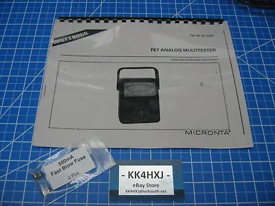 Instruction Manual - Radio Shack/Micronta 22-220A FET Analog Multitester W/Fuses • $7.29