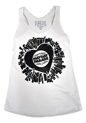 Mayday Parade Juniors Record Heart White Tank Top Shirt New XS S M XL • £9.64