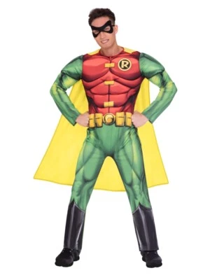 Adult Robin Fancy Dress Batman Superhero Costume DC Comic Book Day Mens  • £49.99