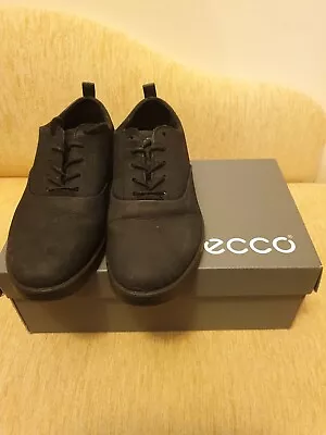 Women's ECCO Bella Nubuck Lace-Up Shoes - SIZE 5-5.5 -Black -boxed • £9.99