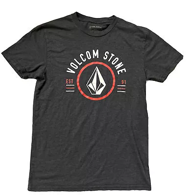 Volcom Stone Mens Small Gray Short Sleeve Graphic Logo Crew Neck T Shirt • $5