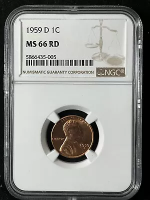1959-D  1C RD Lincoln Memorial One Cent  NGC MS66RD   5866435-005 • $18