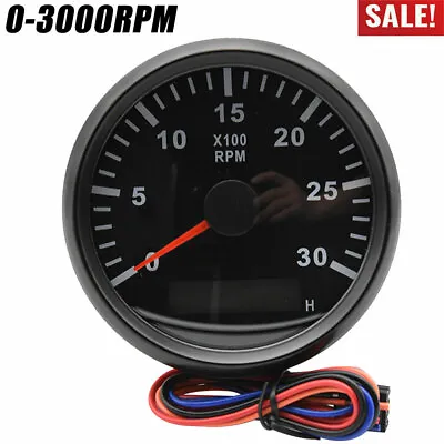 85mm Car Boat Marine Tachometer Diesel Engine Tacho Gauge 3000 RPM W/ Hourmeter  • $30.66