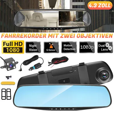 1080P HD Rearview Mirror Car DVR Dual Dash Cam Camera Front Rear Video Recorder • $25.69