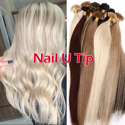 Keratin Flat Nail U Tip Hair Extensions 100% Remy Human Hair Pre Bonded THICK 1G • $90.10