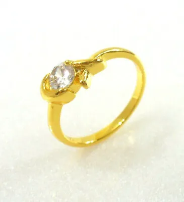  24K Yellow Gold Plated Women Engagement Ring UK Size L N Simulated Diamond • £12.24