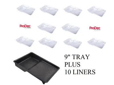 £9.74 • Buy Prodec 9  Paint Tray + 10 X Tray Liners Quick Colour Changes 9 Inch Roller Kit