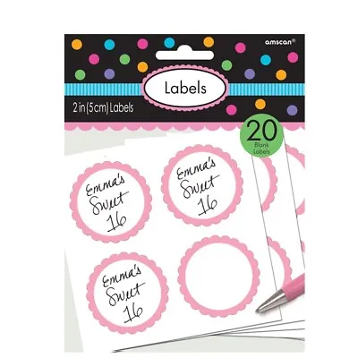 Pink Scalloped Party Bag Stickers - Candy Buffet Wedding Label Sweets Stickers • £2.65