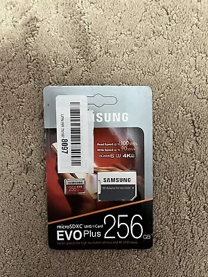 Samsung 256GB EVO Plus + Micro SD Class 10 MicroSDXC UHS-I HD U3 Memory Card • $18