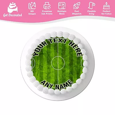 Green Football Field Personalised Cake Icing Topper Edible Cupcake Decoration • £9.99