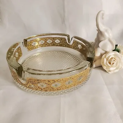 Vtg Culver Valencia 22k Gold Ashtray MCM Hollywood Regency Home Decor • $45