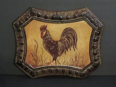 Metal Chicken Rooster Wall Decore With Decorative Edge Picture Farmhouse • $24.99