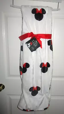 New NWT Disney Minnie Mouse Plush Throw Blanket White Black Red Standard 50 X70  • $35