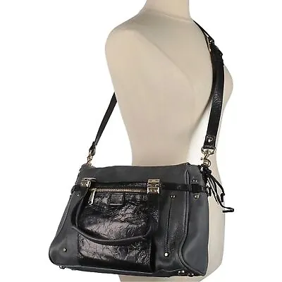 Gryson Tutu Satchel Bag - Italian Leather Versatile Gray/Black/Gold • $75