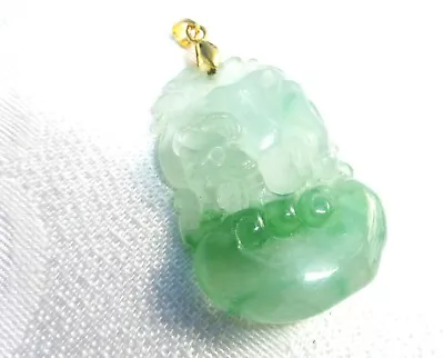 Sterling Silver Vermeil Carved Chinese Jade Pendant Great Design • $3.99