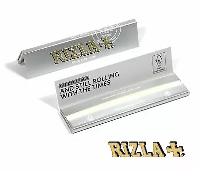 Box Of 50 RIZLA SILVER KING SIZE SLIM ULTRA THIN CIGARETTE SMOKING ROLLING PAPER • £23.99