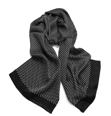 Men's 100 Silk Scarf Polka Dot Neckerchief Double Layer Cravat Blue Black • $16.99