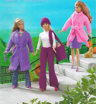 £1.99 • Buy KNITTING PATTERN Teenage Dolls Barbie Sindy Coat Jacket Trousers Skirt Bag 11.5 