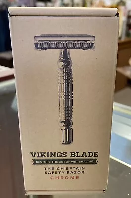 Vikings Blade The Chieftain Double Edge Chrome Safety Razor NIB • $18.95