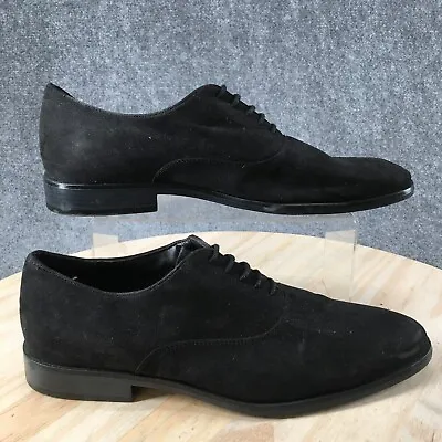 H&M Dress Shoes Mens 11.5 Oxfrord Black Faux Suede Lace Up Cuban Casual Comfort • $18.69