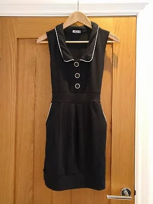 Wal G Nautical Style Dark Blue/Black Dress With White Piping Detail - Size S • £13.50