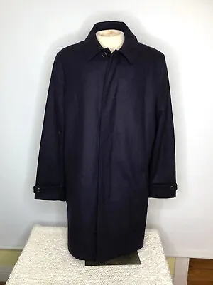 NWT $249 Land's End Luxe Wool / Cashmere Button Up Overcoat Blue Men's Large • $69.95