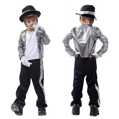 Kids Boys Michael Jackson Cosplay Costume Stage Performance Fancy Dress Outfit • £17.74