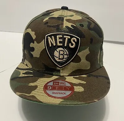 Brooklyn Nets NBA Snapback New Era 9Fifty Men's Cap Hat Camouflage Used See Pics • $11.53