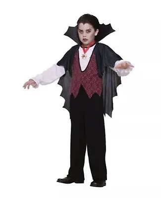 Way To Celebrate Vampire Halloween Boys Costume M (8) Medium Vest Cape Medallion • $7.99
