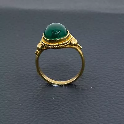 Gold Plated Brass Green Onyx Gemstone Statement Dainty Boho Ring For Man Woman • $22.01