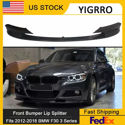 Front Bumper Spoiler Lip For 2012-18 BMW F30 328i 3 Series M Sport Carbon Fiber • $54.59