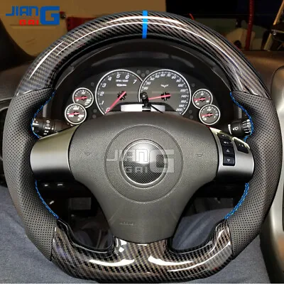 HYDRO DIP Carbon Fiber Steering Wheel Fit 2006-2012 Corvette C6 Z06 ZR1 Blue Lin • $259