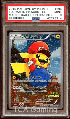$118.50 • Buy PSA 9 MINT Mario Pikachu 294/XY-P FULL ART HOLO PROMO Pokemon Card CS11-314