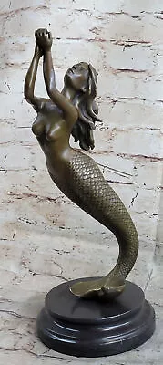 Bronze Sculpture Of Mermaid Sea Ocean Nautical Hand Made Masterpiece Statue Deal • $154.50