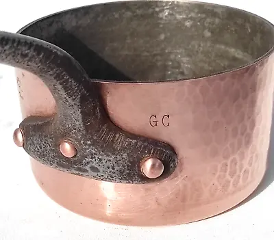 Vintage 6.5inch Copper Saucepan Chomette Favor Hammered Tin Lining 2.5mm 4.4lbs • $266.36