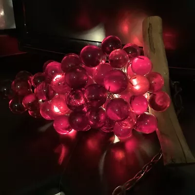 Vintage 1970s RED Lucite Grape Cluster Swag Chain Hanging Lamp Retro Chandelier • $130