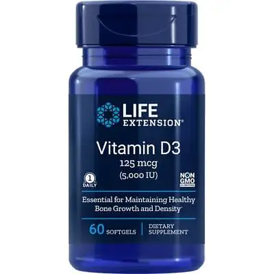 Life Extension Vitamin D3 125 Mcg (5000 Iu) 60 Sgels • $7.50