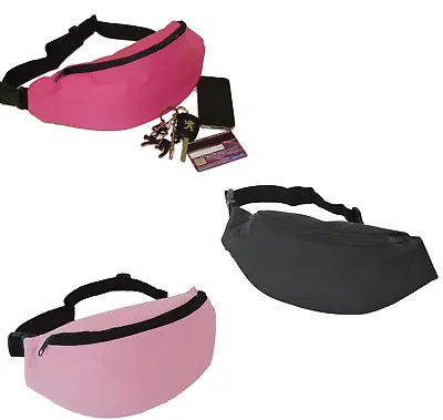 Euro Bum Bag Belt Pack 3 Great Colours Travel Adjustable Waist Belt Strap • £3.99