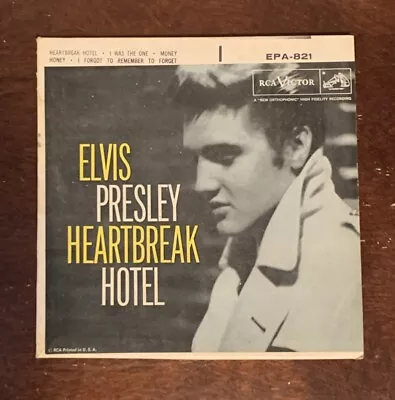 Elvis Presley Heartbreak Hotel 1956 Vinyl - 7” Rock 45 RCA US EPA-821 Pic Sleeve • $25