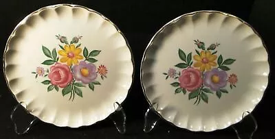 W S George Bolero Romance Bread Plates 6 1/4  Pink Purple Set Of 2 Excellent • $7.99