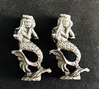 Solid Pewter Twin Mermaids Mythical Ocean Sea Silver Metal Figurines D • $6.95