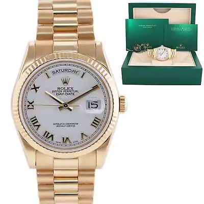 2006 MINT Rolex President Day Date Yellow Gold White Roman Heavy Band Watch • $22992.13