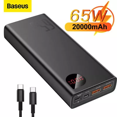 Baseus PowerBank 65W 20000mAh Laptop Portable Fast Charging Charger Battery Pack • $27.89