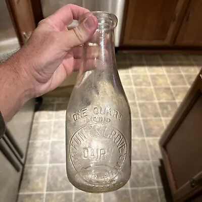 Funk’s Grove Dairy Embossed Quart Milk Bottle Boonsboro Maryland MD • $19.99
